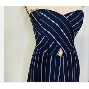 Sexy REVAMPED Jumpsuit Navy White Menswear Vibe Wide Leg Crop NWT Sz M